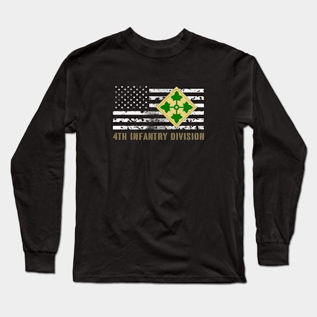 4th Infantry Division (Distressed Flag) Long Sleeve T-Shirt by Jared S Davies